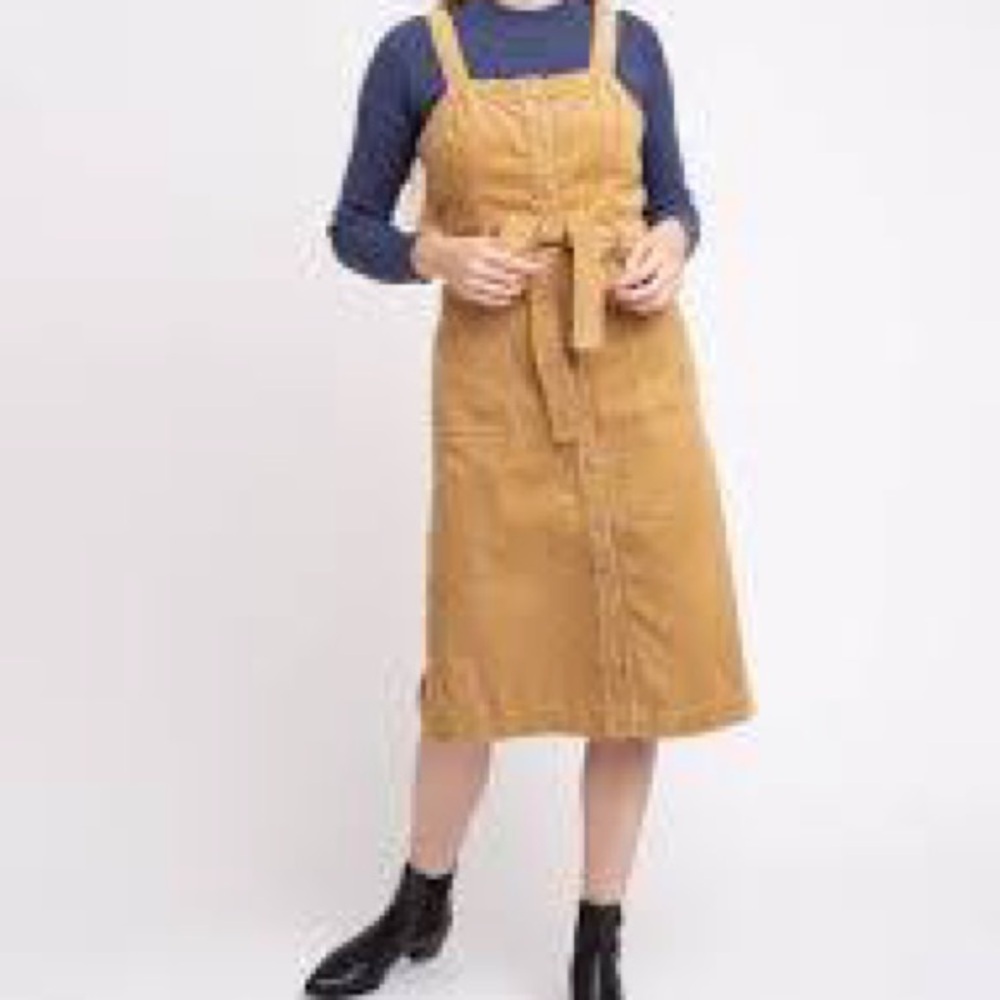 Levi's Calla Midi Tan Corduroy Overall Dress Sz XS